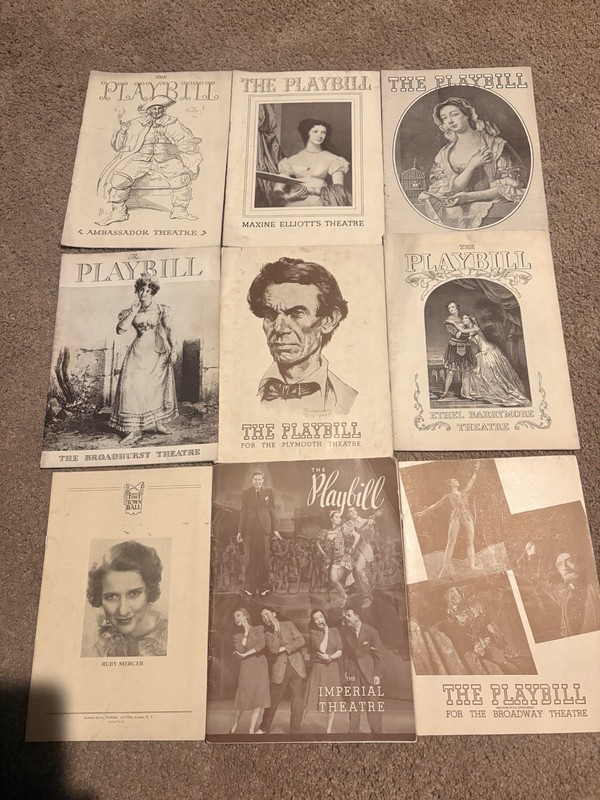 ***LOT OF 9 PLAY PROGRAMS, 8 “PLAYBILLS”, 1 “THE TOWN HALL” GOOD THEATRES***