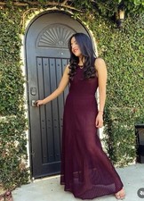 Zara Women Rib Knit Long Dress Burgundy Size S Ref 0014/015