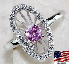 1CT Treated Pink Sapphire  Topaz 925 Solid Sterling Silver Ring Sz 6 IB1-3