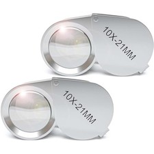 Jewelers Loupe Magnifiers -Compact Chrome Metal Magnifiers 10X Pocket