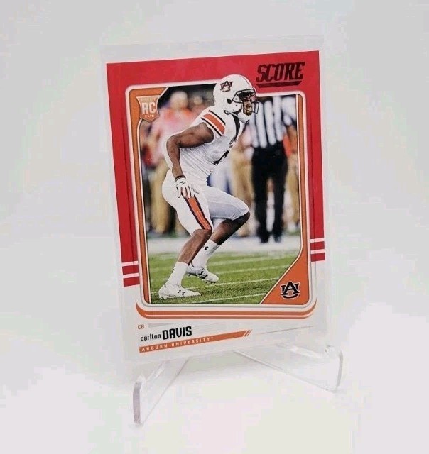 CARLTON DAVIS 2018 Score Red Border Rookie #339 NEW ENGLAND AUBURN