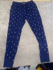 Polo Ralph Lauren Sleepwear Lounge Pants M Blue Yellow Crest Logo All Over Print