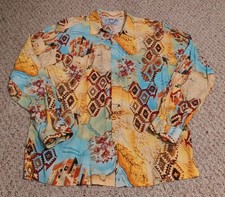 Vintage Jams World Aztect Style Rayon Shirt - Beach Mexico - Large