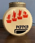 Vintage FIRE KING Vitrock 1940's Pepper Shaker Milk Glass RED Flower Pot