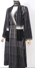 Gucci Printed Geometric Silk Dress IT 42 Black Ivory Medium Matching Scarf/Belt