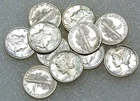 1941-1945 MERCURY Dime AU/BU-BU Frosty White lot of 11 coins in saflip #D295
