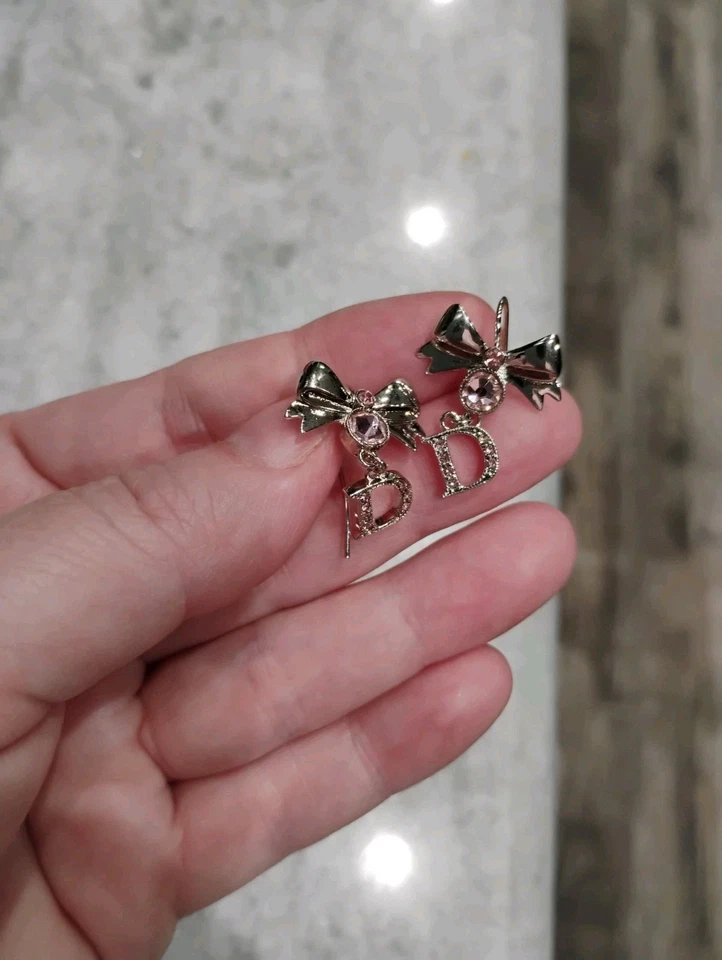 Christian Dior Dangle Bow Earrings Authentic - Image 2 of 4