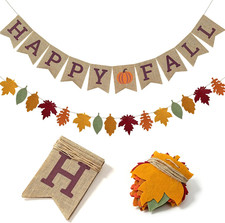 Happy Fall Banner Burlap Fall Garland Thanksgiving Decorations