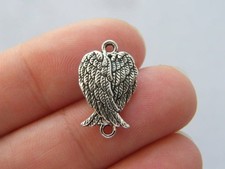 20 Angel wing connector charms antique silver tone AW101