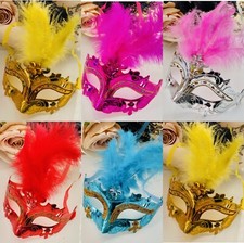 50 Designs Premium Glitter Masquerade Mask Ball Venetian Fancy Feather Mask