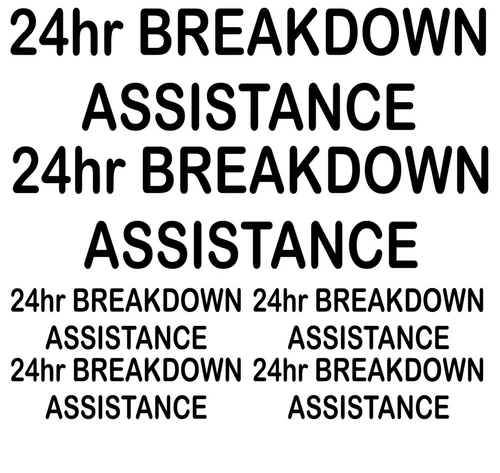 24hr Breakdown Assistance  Truck/Lorry/Van 6 Piece Vinyl Decal Set