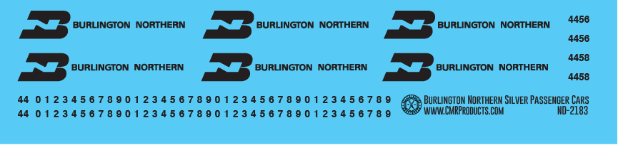 N Scale - Burlington Northern Silver Passenger Car Decals