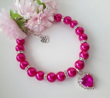 Pearl necklace for dogs with a heart charm, dog pearl collar