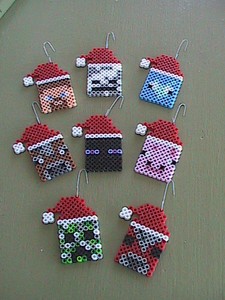 Download Perler Minecraft Christmas Holiday Ornaments Set Of 8 Ebay PSD Mockup Templates