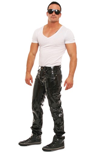 Maßanfertigung Lack Hose in Vinyl Qualität div Farben 5 Pocket Style Knopfleiste - Picture 2 of 43