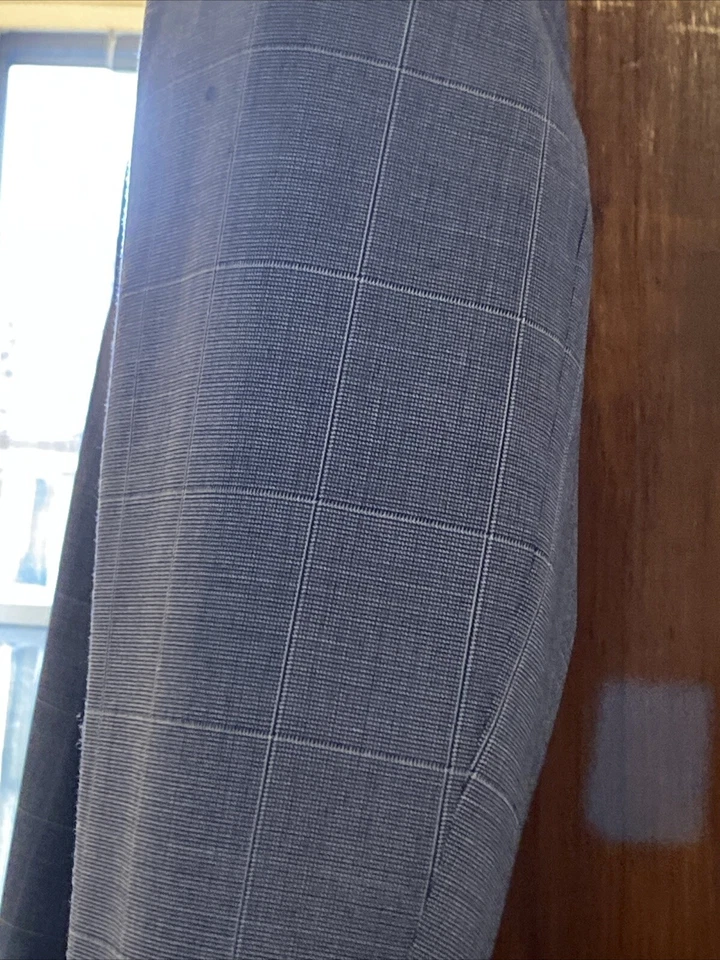 Pierre Cardin Vintage Mens 2 Piece Stretch Wool Suit in Checked Blue 102/112R - Image 3 of 4