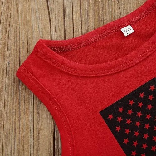 Toddler Kids Boys Independence Day Vest Tops American Flag Flared Shorts Set - Picture 6 of 12