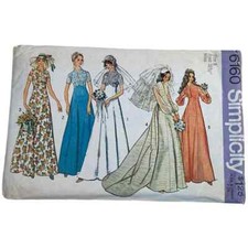 Simplicity 6160 , Size 8 Miss 31  1/2 Bust Vintage Wedding and Bridesmaid Dress
