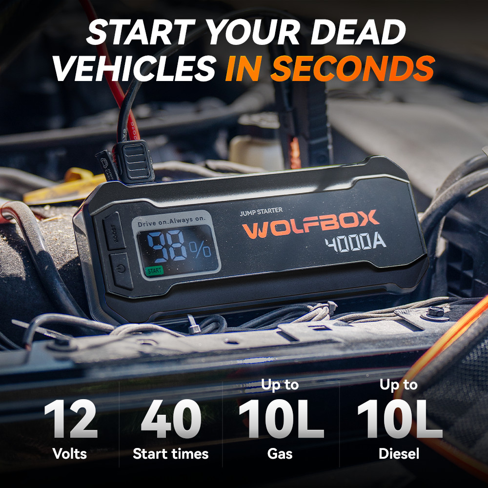 WOLFBOX JS24 4000A Portable Jump Starter Battery Pack Power Bank W/ LED Display — image 3