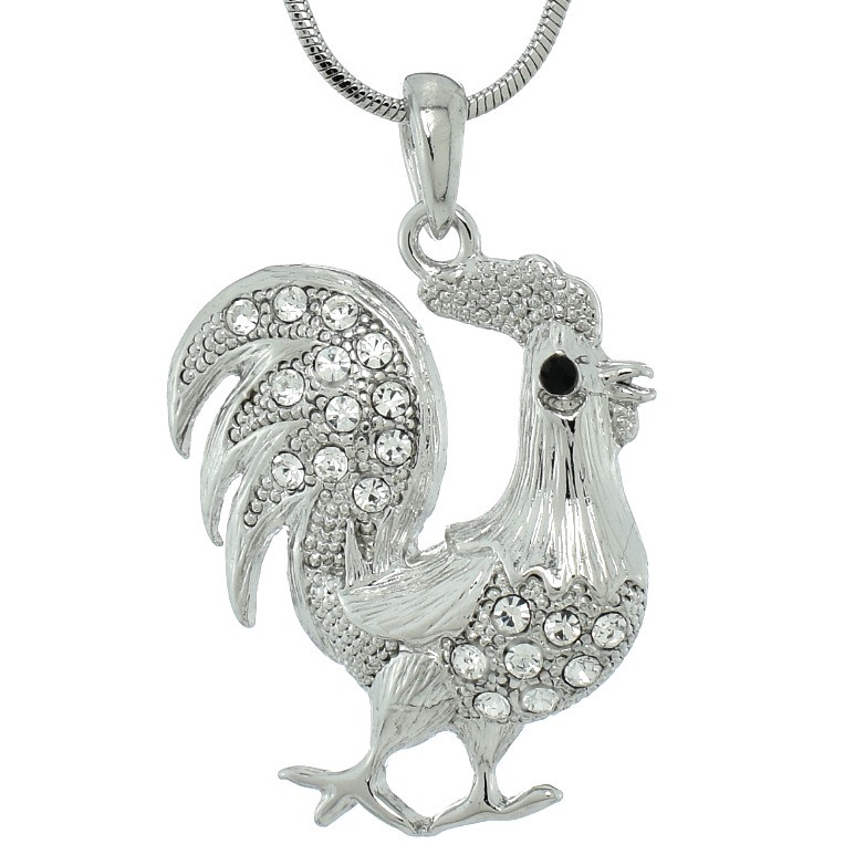 Swarovski Crystal Rooster Pendant Necklace with 18-inch Chain  