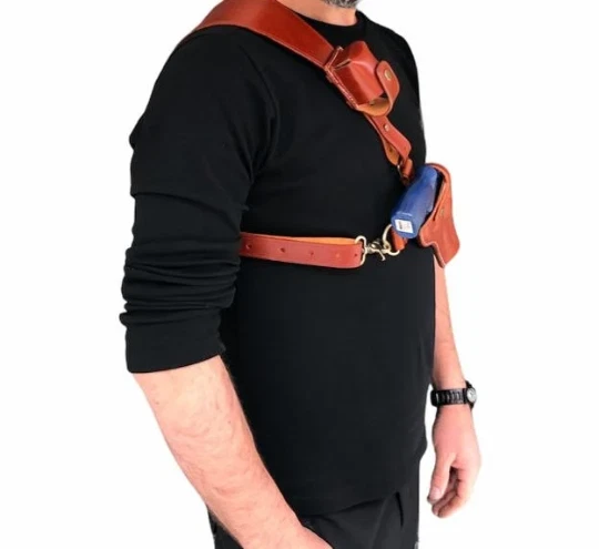 Leather Chest Holster For S&W Model 686 357 Mag - Genuine Leather - Right Hand - Image 3 of 4