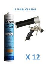 Sprayable Seam Sealer Gun + 12 Beige Sealer Cartridges – Professional Kit