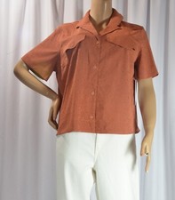 NWT MSRV 99 Size L Athleta Sunbaked Clay Echo Top Button Down Shirt 587908