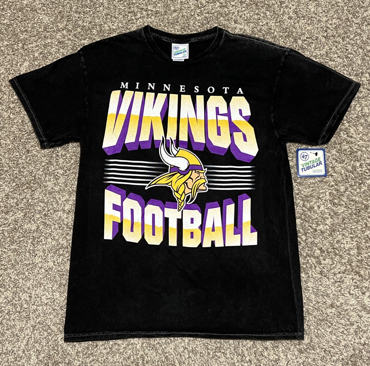 Minnesota Vikings '47 Brand Vintage Tubular Black Tee T-Shirt