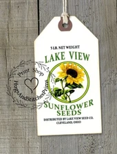 Hang Tags PRIMITIVE SUNFLOWER FEEDSACK STYLE TAGS #1257  Gift Tags