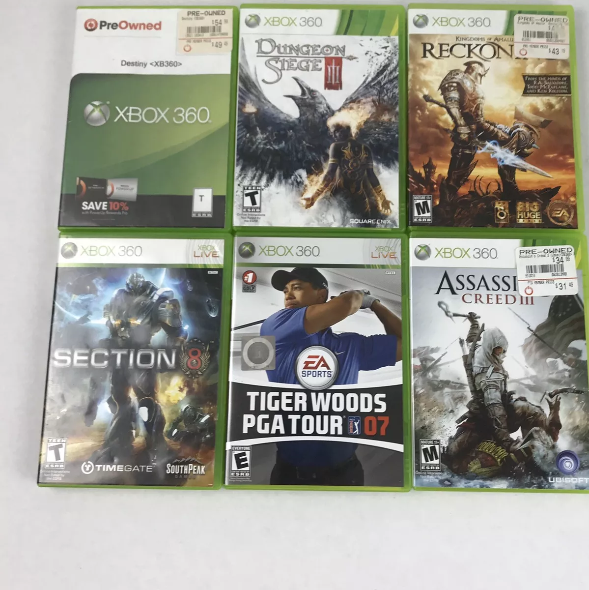 XBox 360 Game Assortment, with disk, case, and instructions. Sold each or  as lot