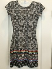 Derek Heart Womens Pullover Blouse Dress Size M Black White Floral 178 