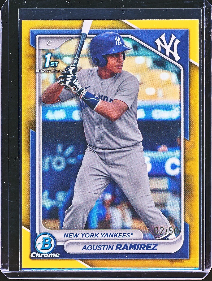 AGUSTIN RAMIREZ 2024 BOWMAN CHROME #BCP-85 TRUE GOLD REFRACTOR 1ST RC 02/50