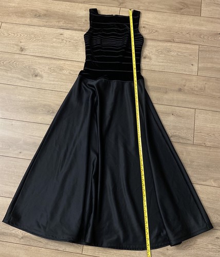 T TADASHI Shoji Neiman Marcus Velvet Taffeta Maxi Evening Dress BLACK Vintage 4 - Picture 11 of 12
