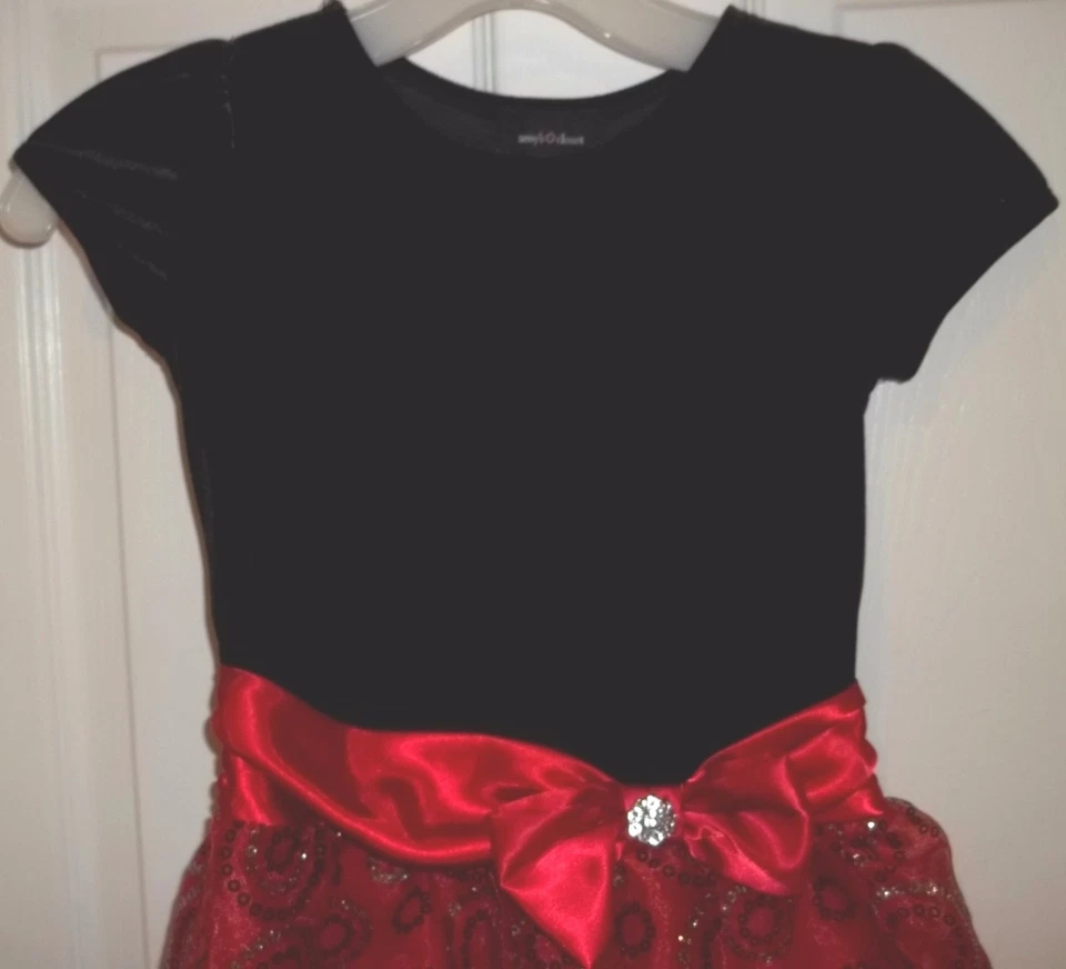 Niñas AMYS CLOSET~VESTIDO DE VACACIONES~TALLA 6~NUEVO $68 Negro VELOUR~Rojo~Navidad Foto 2 de 4