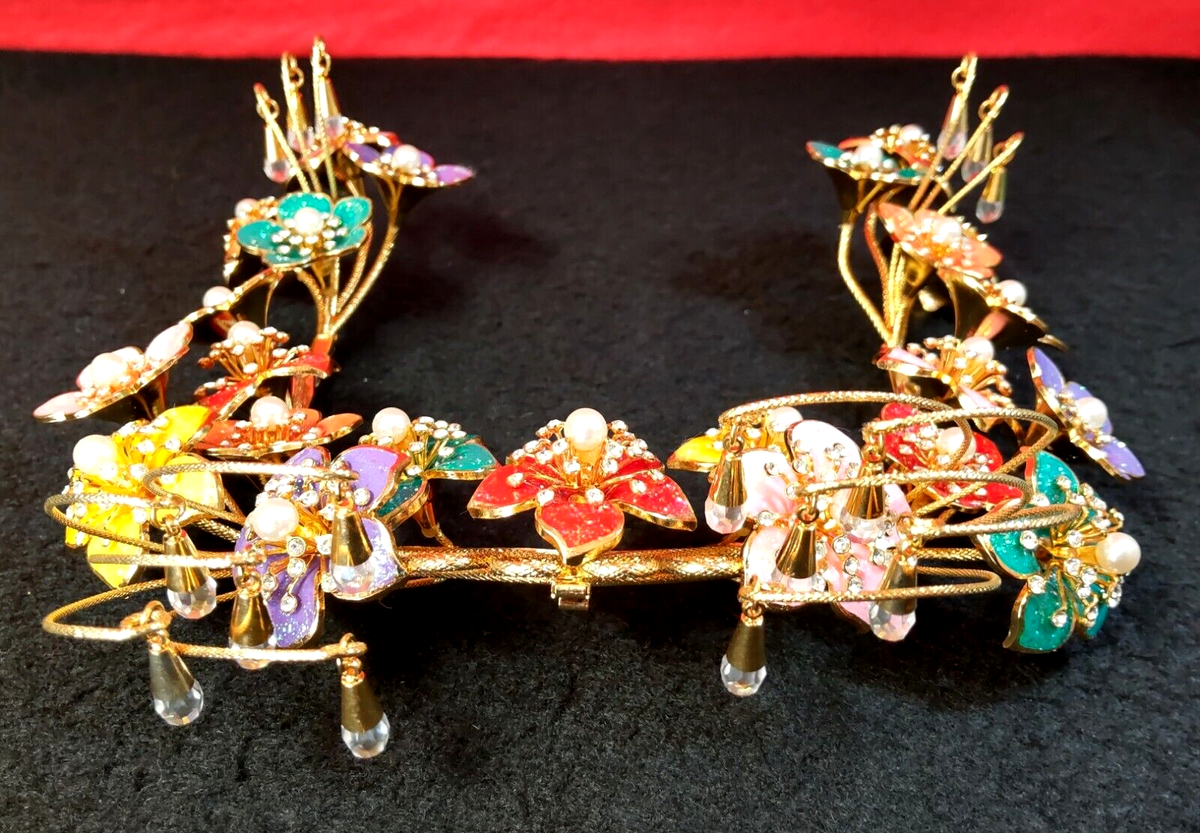 カオナシページ Japanese Kushi Kanzashi Twinkle Flower Metal Kimono Hair