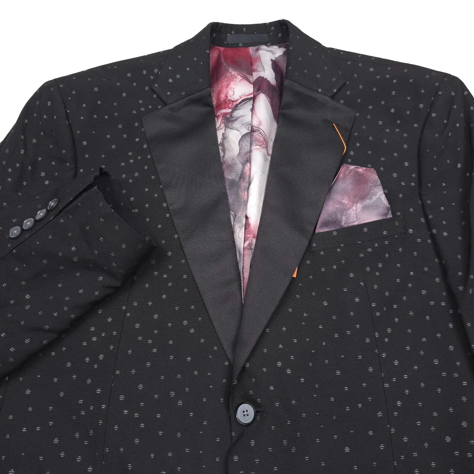 Chaqueta Blazer Tallia Vaille Negra y Plateada Brillante $295 Para Hombre Talla 46L Foto 2 de 4