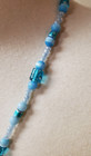 Blue glass pendant necklace intricate, blue cats eye beads, silver tone 18 inch — photo 7