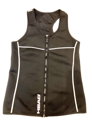 HEAD Wet Vest Mens Medium Black Front Zip Polyester Surf Water Beach Scuba