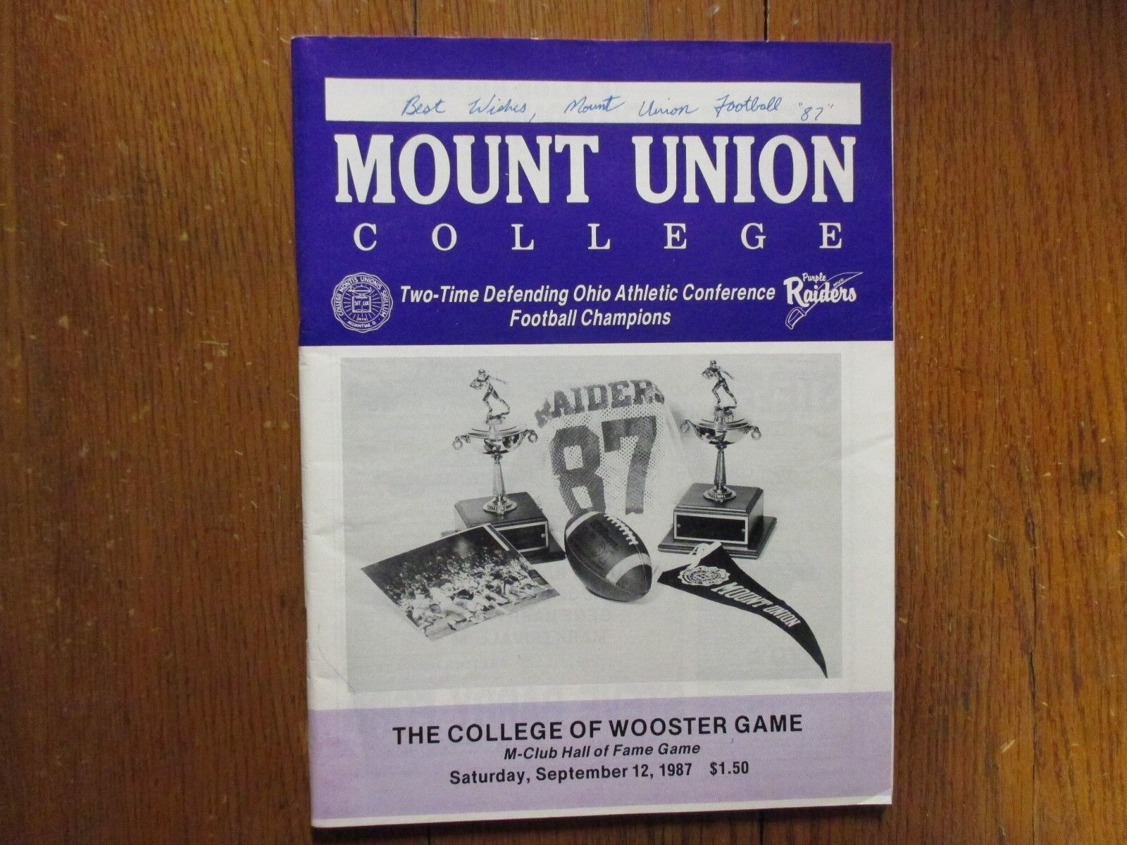 1987 MOUNT UNION Football Game Program(Larry Kehres)(22 Signed/w