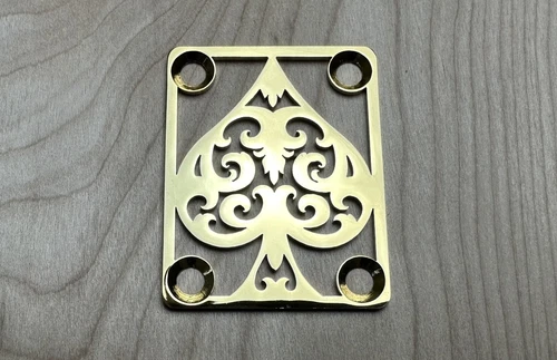 SPADE Neck Plate for your Guitar or Bass - Gold