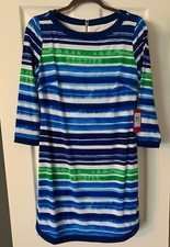 Vince Camuto Women’s Size 8 Dress Multi-Color Striped 3/4 Sleeves NWT