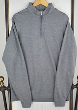 PETER MILLAR Size Large Crown Comfort Mens 1/4 Zip Gray Pullover Sweater Golf