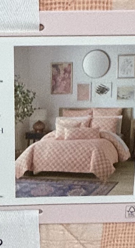 Cupcakes and Cashmere Checkered Cotton Coral Orange Stonewash Full