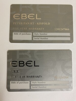 2 EBEL WATCH SILVER  OPEN WARRANTY CARDS