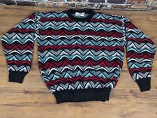 Vintage 80s 90s Geometric Chevron Sweater XL Made in USA Crewneck
