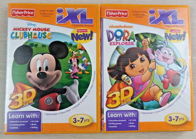 2x Fisher Price iXL Learning System 3D Game Dora the Explorer Mickey Mouse READ