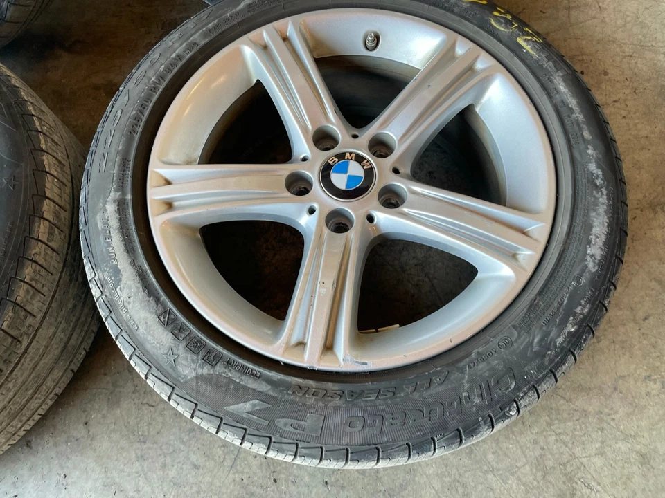 BMW F30 F32 F36 17" polegadas aro de liga leve rodas aros conjunto de 4 com pneus fabricante de equipamento original 46K - Imagem 2 de 4