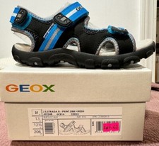 GEOX Strada Sandal Black and Light Blue New with box