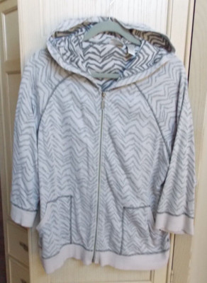 Chico’s Size 3 (XL) Zenergy Gray Full Zip Up Jacket With Hood Front ...