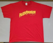 WWF WWE Hulkamania Hulk Hogan 1988 Red Poly-Cotton XL Wrestling T-shirt